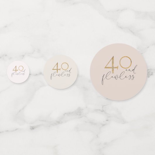 可愛い40&完璧なピンク&金ゴールド40th誕生日 コンフェッティ (裏面)