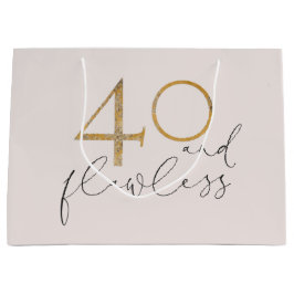 可愛い40&完璧なピンク&金ゴールド40th誕生日 ラージペーパーバッグ