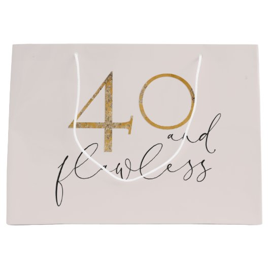 可愛い40&完璧なピンク&金ゴールド40th誕生日 ラージペーパーバッグ (正面)