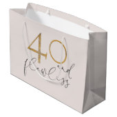 可愛い40&完璧なピンク&金ゴールド40th誕生日 ラージペーパーバッグ (裏面アングル)