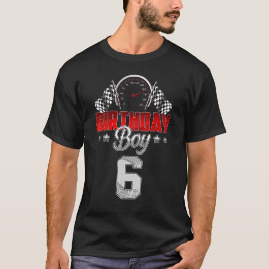 可愛い6誕生日少年6歳レースカーボーイズ木 Tシャツ (正面)