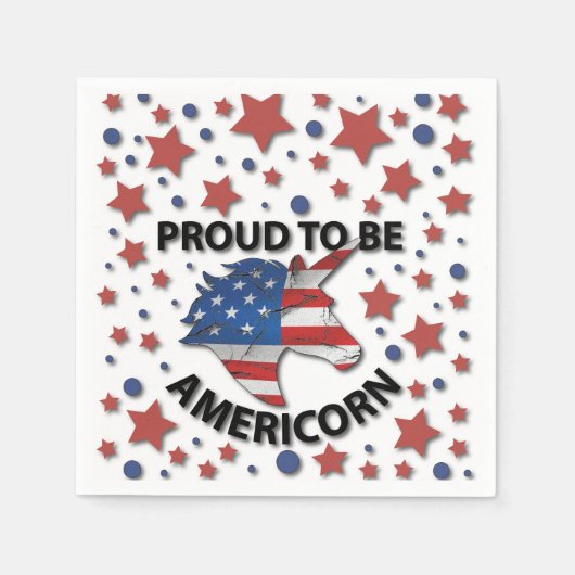 可愛い7月4日の赤、白と青のアメリコン スタンダードカクテルナプキン (正面)