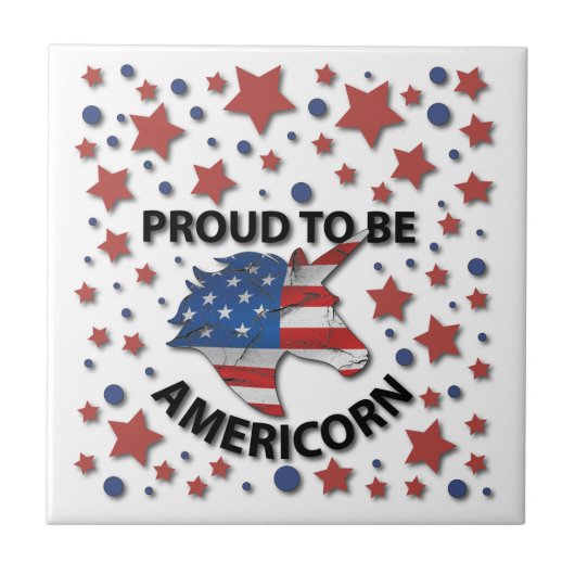 可愛い7月4日の赤、白と青のアメリコン タイル (正面)