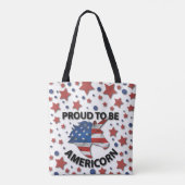 可愛い7月4日の赤、白と青のアメリコン トートバッグ (裏面)