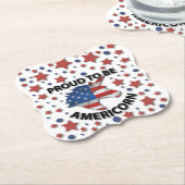 可愛い7月4日の赤、白と青のアメリコン ペーパーコースター (アングル)