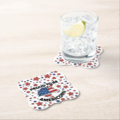 可愛い7月4日の赤、白と青のアメリコン ペーパーコースター (インサイチュ)
