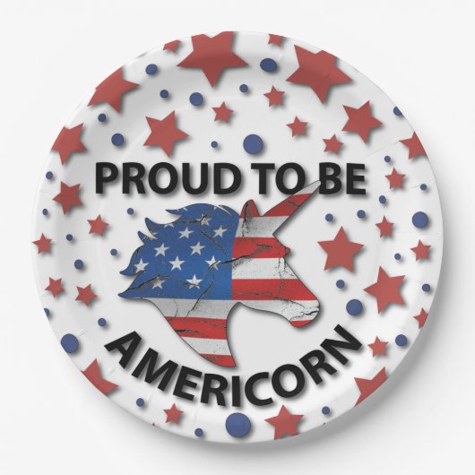 可愛い7月4日の赤、白と青のアメリコン ペーパープレート (正面)