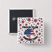可愛い7月4日の赤、白と青のアメリコン 缶バッジ (正面&裏面)