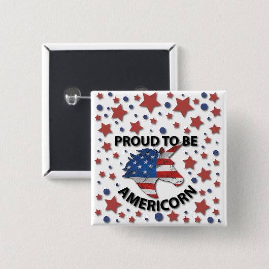 可愛い7月4日の赤、白と青のアメリコン 缶バッジ (正面&裏面)