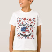 可愛い7月4日の赤、白と青のアメリコン Tシャツ (正面)