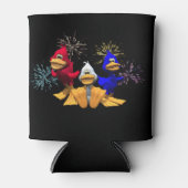 可愛い7月4日の赤、白、青のアヒル 缶クーラー (正面)