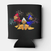 可愛い7月4日の赤、白、青のアヒル 缶クーラー (裏面)