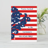 可愛い7月4日ダマスクパーティー 招待状 (スタンド正面)