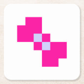 可愛い8ビットピクセルボウ スクエアペーパーコースター (正面)