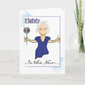 可愛い80と彼女のブルー誕生日 カード (正面)