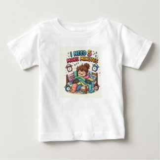 可愛い「あと5分寝たい」スリープTシャツ ベビーTシャツ