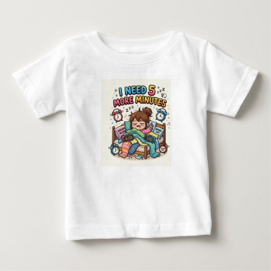 可愛い「あと5分寝たい」スリープTシャツ ベビーTシャツ (正面)