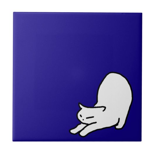 可愛い&おもしろいキャットドールオンブルー タイル (正面)