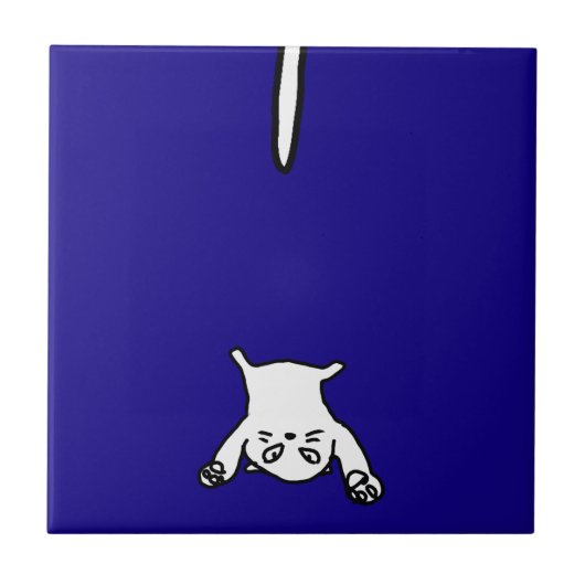 可愛い&おもしろいキャットドールオンブルー タイル (正面)