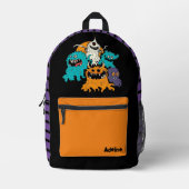 可愛い/お洒落ハロウィーンモンスター プリントバックパック (正面)