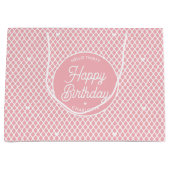 可愛い お誕生日 名前 誕生日プレゼント ピンク ラージペーパーバッグ (正面)