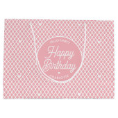 可愛い お誕生日 名前 誕生日プレゼント ピンク ラージペーパーバッグ (裏面)