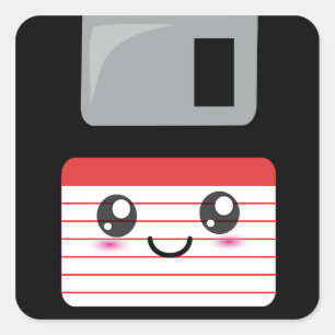 可愛い/かわいいハッピーフロッピーディスク スクエアシール