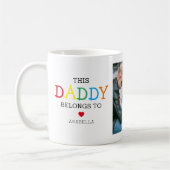 可愛い「このパパが飼っている」フォトコラージュ コーヒーマグカップ (左)