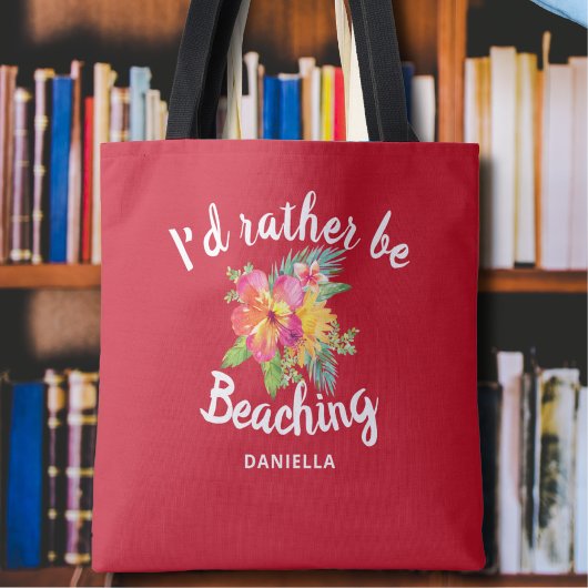 可愛い「むしろビーチカスタム」赤 トートバッグ