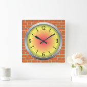 可愛い&カラフルオンブリック スクエア壁時計 (ホーム)