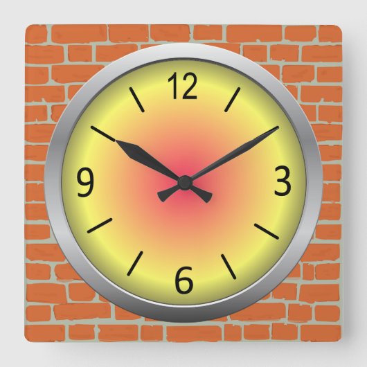 可愛い&カラフルオンブリック スクエア壁時計 (正面)
