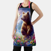 可愛い、カラフルクマと蝶 エプロン (インサイチュ)