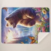 可愛い、カラフルクマと蝶 シェルパブランケット (正面(横))