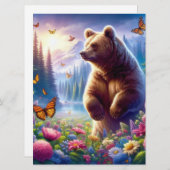 可愛い、カラフルクマと蝶 シーズンカード (正面/裏面)