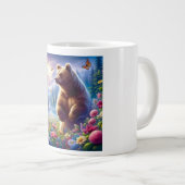 可愛い、カラフルクマと蝶 ジャンボコーヒーマグカップ (正面右)
