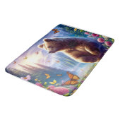 可愛い、カラフルクマと蝶 バスマット (アングル)