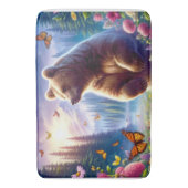 可愛い、カラフルクマと蝶 バスマット (正面縦)