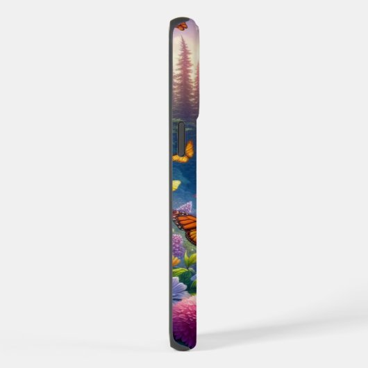 可愛い、カラフルクマと蝶 iPhoneケース (右側面)