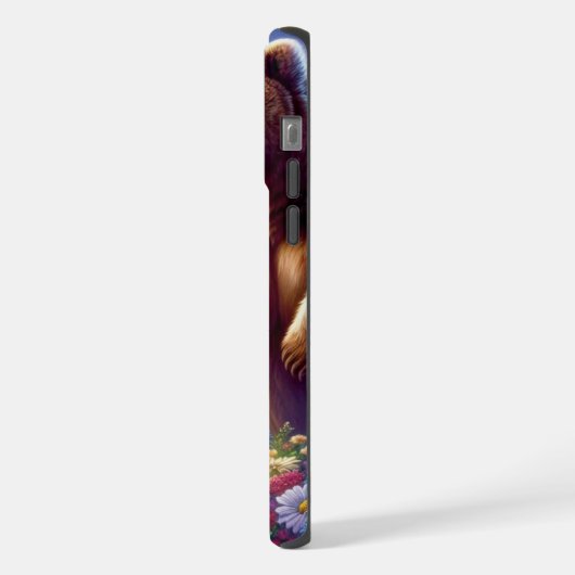 可愛い、カラフルクマと蝶 iPhoneケース (左側面)