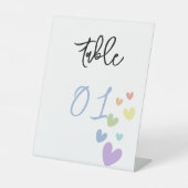 可愛い&カラフルハート赤ちゃんシャワーテーブル番号 台座サイン (正面)