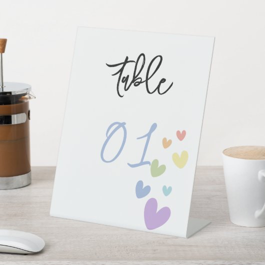 可愛い&カラフルハート赤ちゃんシャワーテーブル番号 台座サイン (インサイチュ)