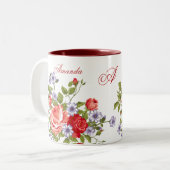 可愛い&カラフルヴィンテージ春の花名Initia ツートーンマグカップ (正面左)