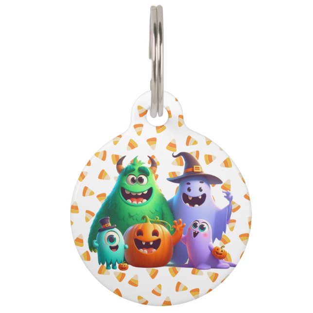 可愛い&クールハロウィーンモンスター ペット　ネームタグ (正面)