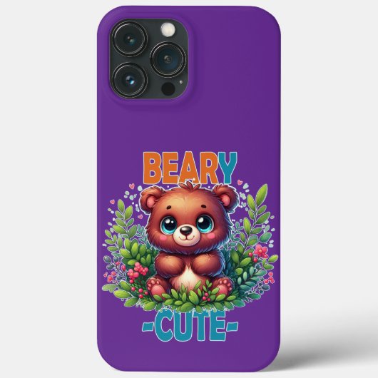 可愛い。テディベアの漫画は笑みを浮かべて。パウおもしろいン Case-Mate iPhoneケース (裏面)