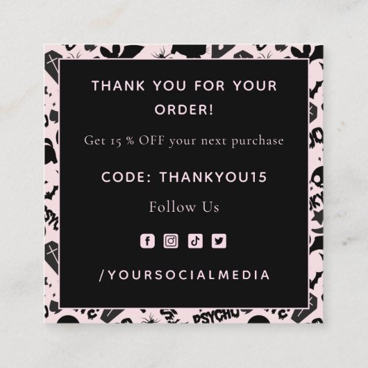 可愛い&ハ不気味ロガーリーーウィーンブサンキュー怖い スクエア名刺 (裏面)