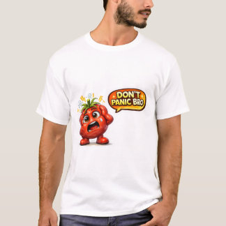 可愛い「パニックにならないで兄貴」ストロベリーTシャツ | 面白い Tシャツ