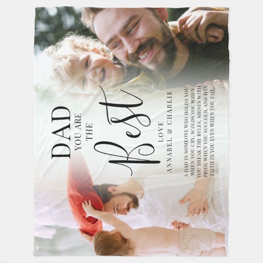 可愛い「パパ」最高の写真の名前&引用文 フリースブランケット (正面)