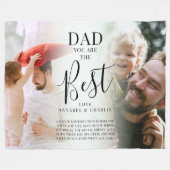 可愛い「パパ」最高の写真の名前&引用文 フリースブランケット (正面(横))