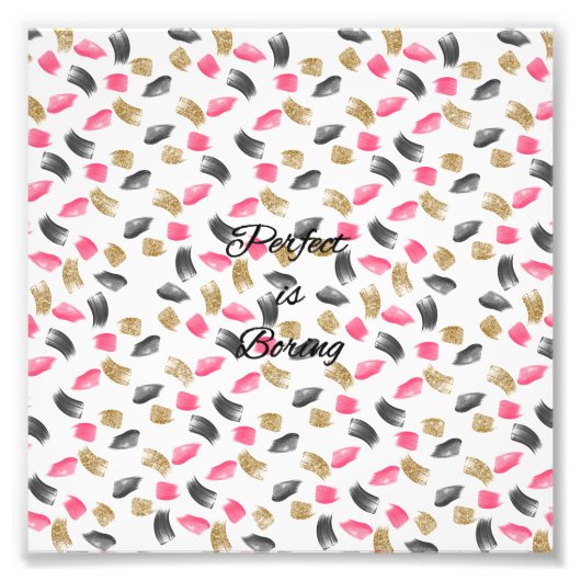 可愛い「パーフェクトは退屈」引用文のブラッ絵を描ク フォトプリント            (正面)