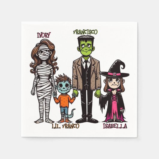 可愛い&ファ不気味ミリパーソナライズされたハロウィーン スタンダードカクテルナプキン (正面)